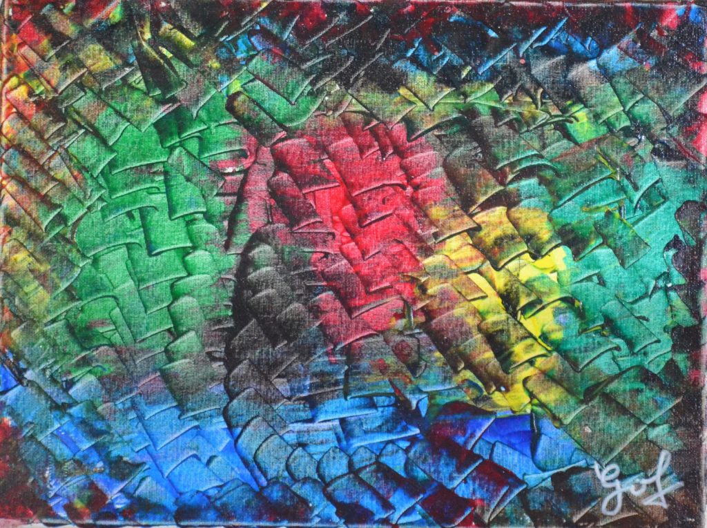Éclats de Matrice – Tableau abstrait texturé aux couleurs vibrantes