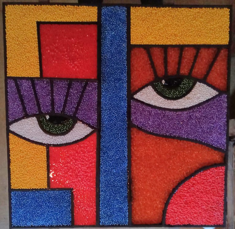table unique, finition à la résine. inspiré des œuvres de Pablo Picasso