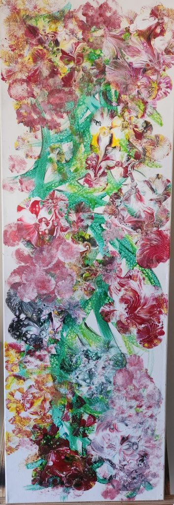 Éclosion Éthérée – Tableau abstrait floral aux nuances vibrantes