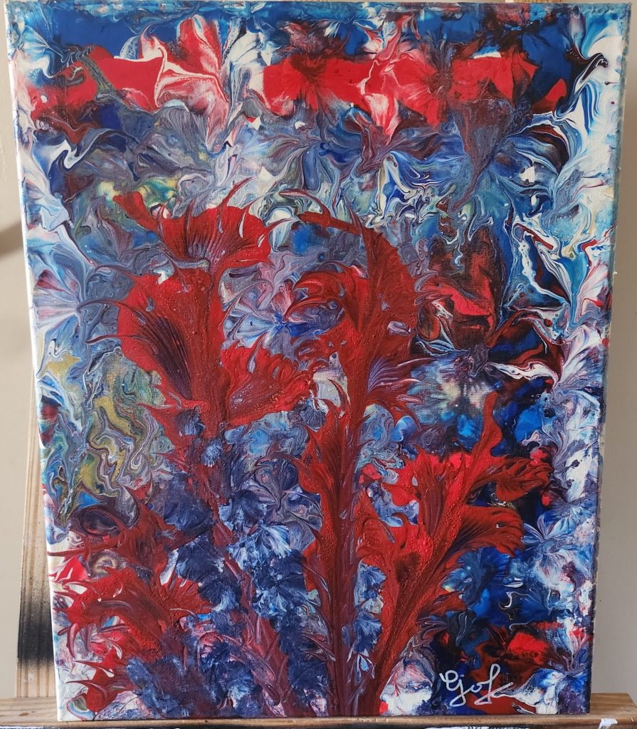 Incandescence Marine – Tableau abstrait aux contrastes de feu et d’eau
