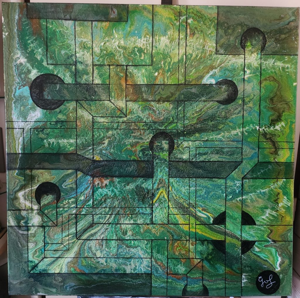 Circuit Organique – Tableau abstrait entre technologie et nature