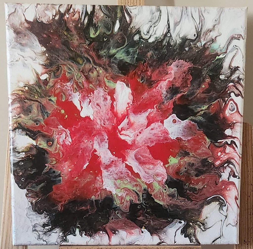 Floraison Ardente – Tableau abstrait inspiré d’une explosion florale en fusion