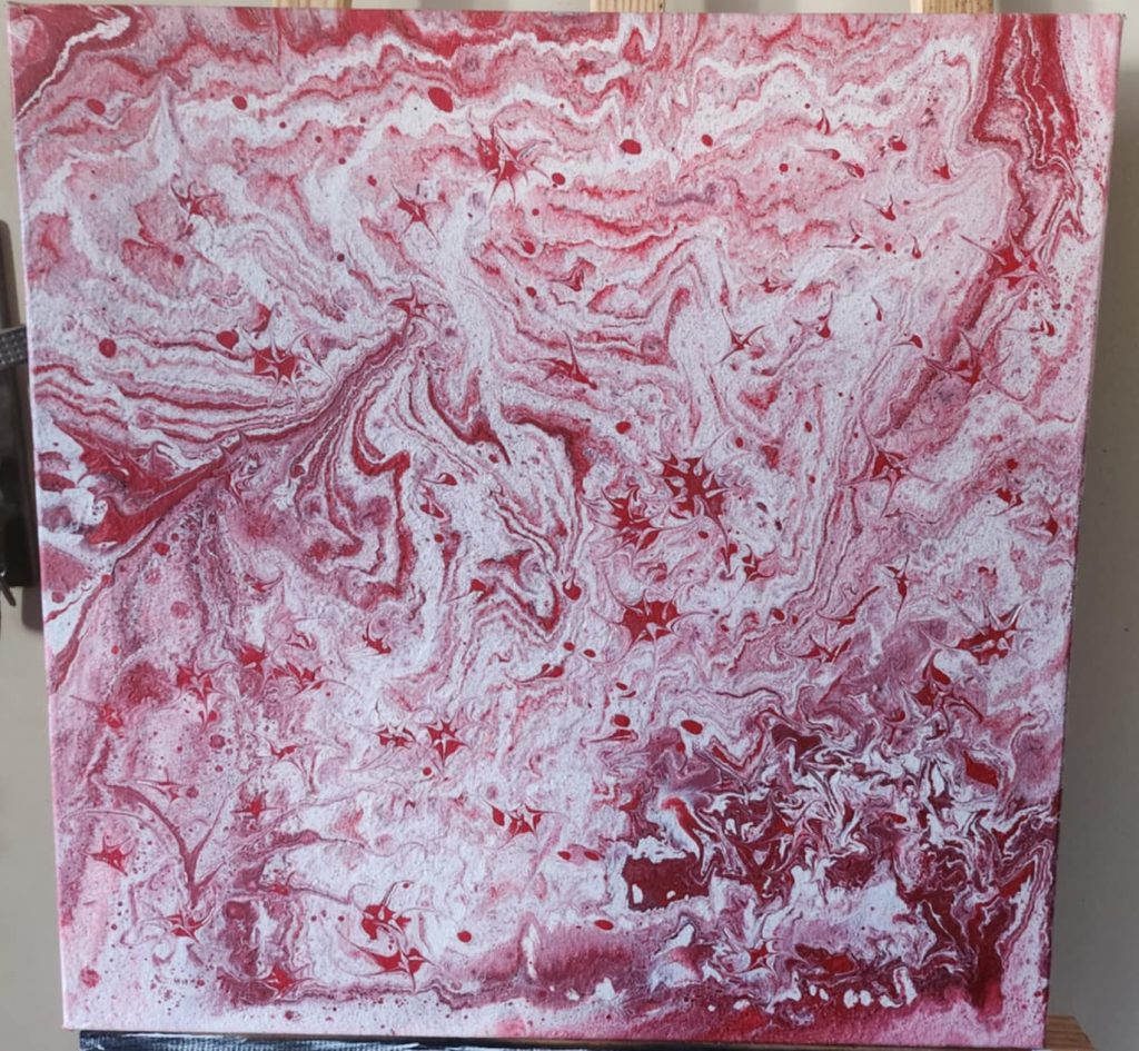 Souffle Écarlate – Tableau abstrait aux nuances fluides et vibrantes