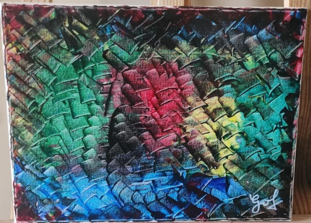 Éclats de Matrice – Tableau abstrait texturé aux couleurs vibrantes