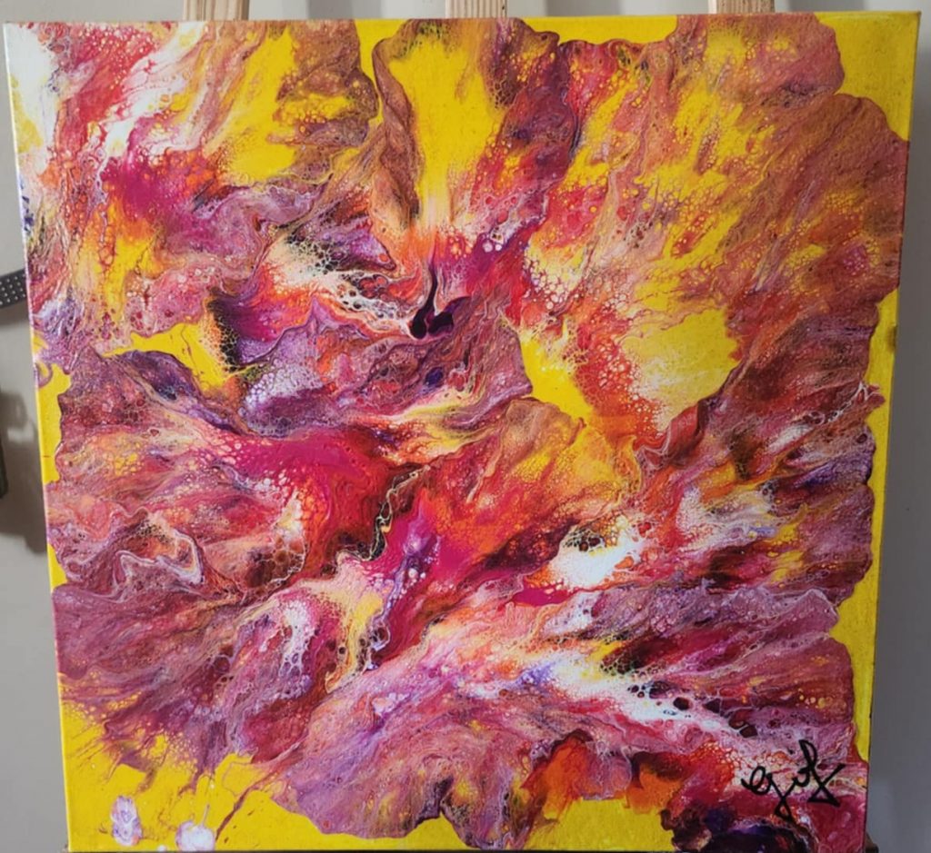 Danse du Cétacé – Tableau abstrait, fusion entre feu et océan