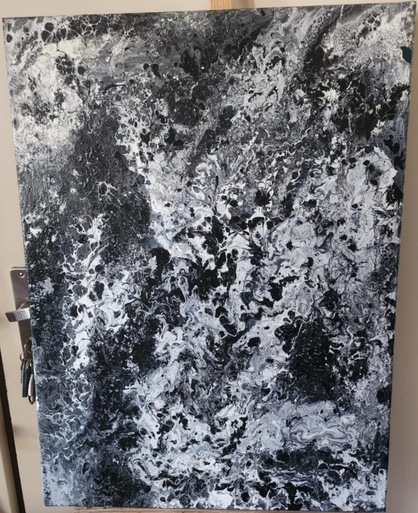 Nuit d'Encre – Tableau abstrait en noir et blanc, entre mystère et intensité