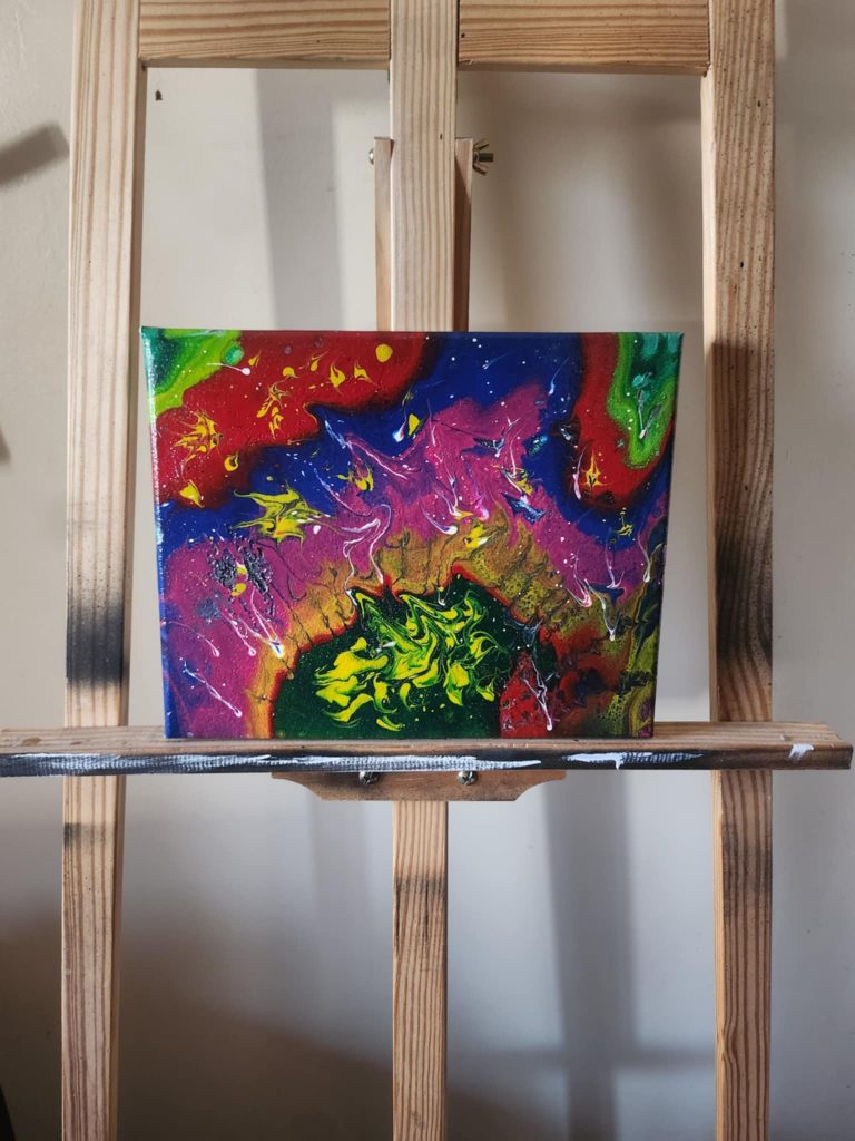 Cosmos Liquide – Tableau abstrait vibrant aux couleurs cosmiques
